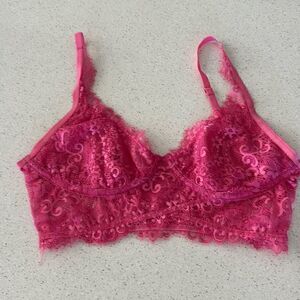 NWOT Free People Pink Bralette Lace Adjustable Strap Pull Over Feminine Sheer